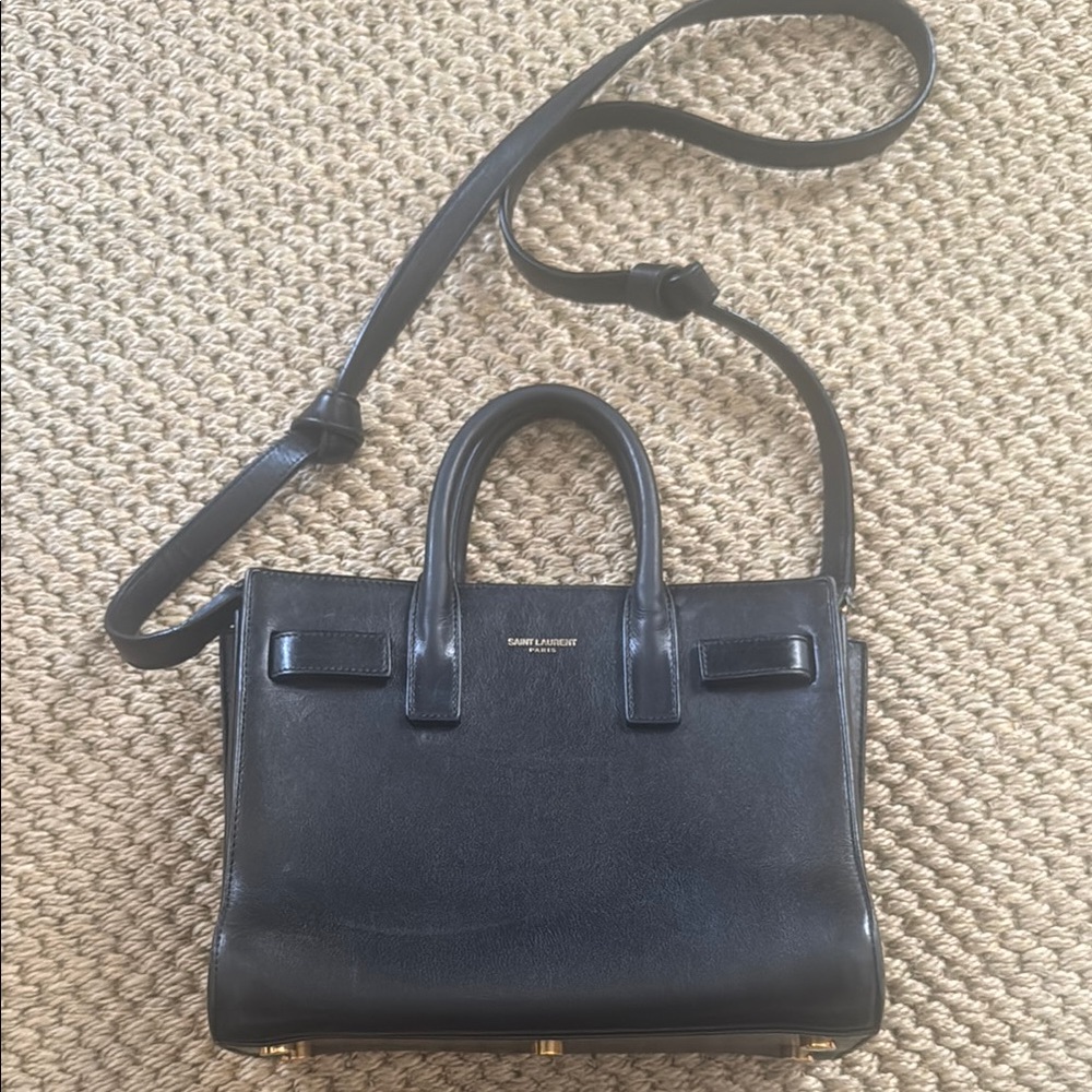 Saint Laurent Sac du Jour Baby - Black Leather Handbag with Gold hardware